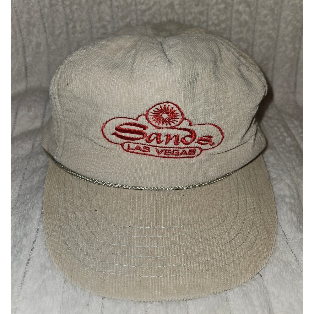 Vintage Tan Sands Hotel Casino Las Vegas Corduroy Snapback Baseball Hap **read**
